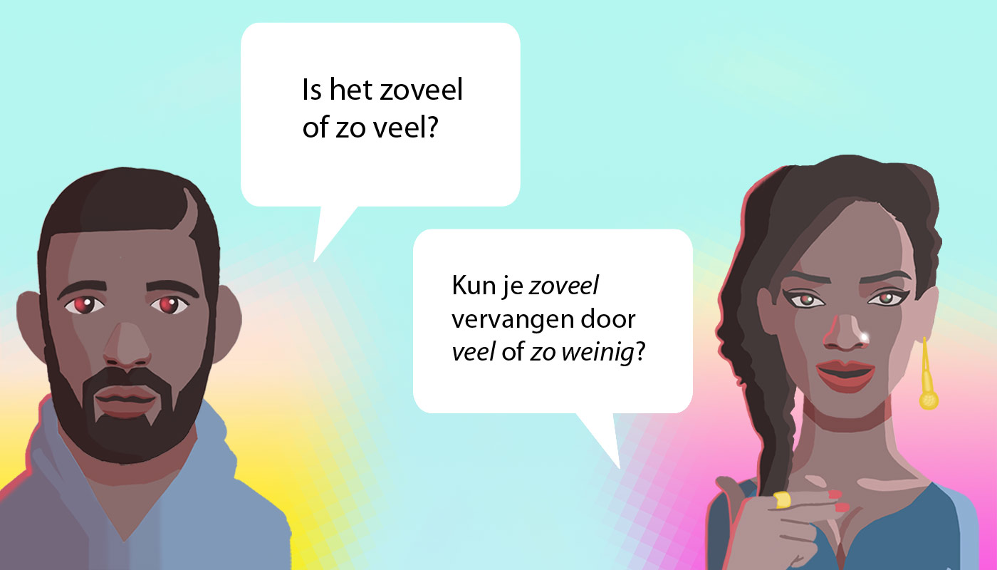 Kun je het vervangen door <em>veel</em> of <em>zo weinig</em>?