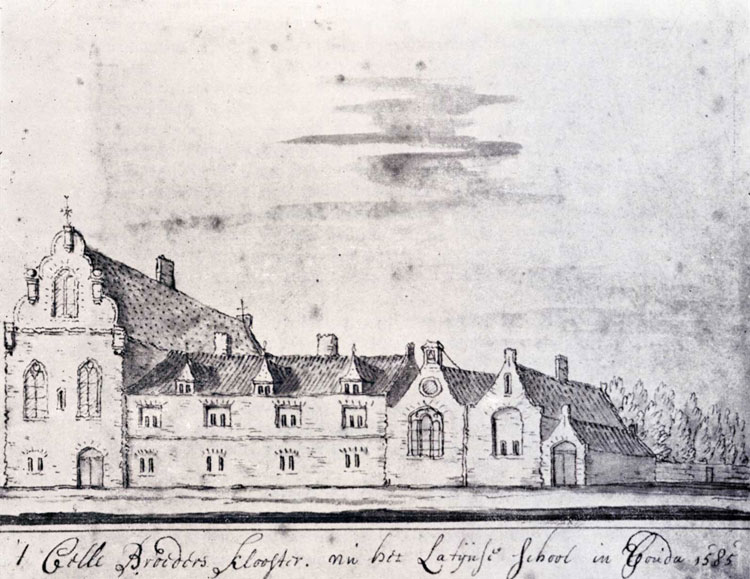 De Latijnse School van Gouda in de 16e eeuw. © Jacobus Stellingwerff (1667–1727)