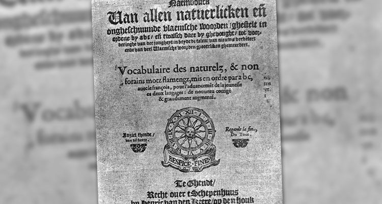 Het titelblad van de tweede druk uit 1562 van het Naembouck. © Joos Lambrecht 1491-1556/1557