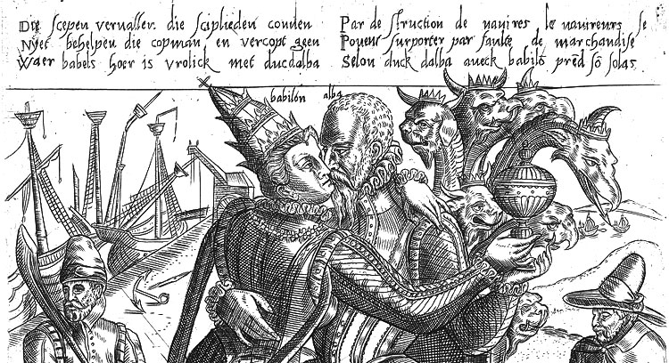 Een spotprent uit 1572. De tekst vind je hieronder.