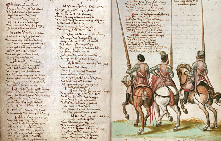 De oudste nog bestaande publicatie van het Wilhelmus, een handschrift uit ca. 1570 uit Brussel.
