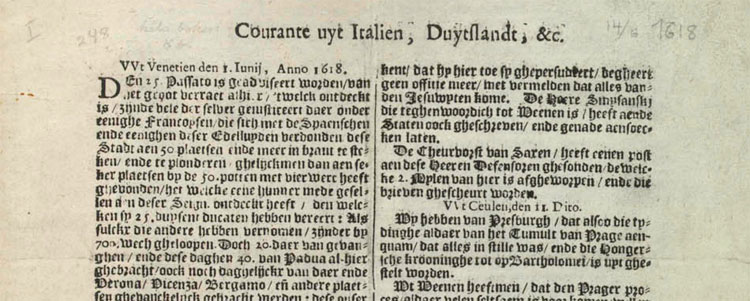 Het begin van de eerste echte krant.