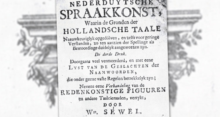 Het voorblad van Nederduytsche spraakkonst.