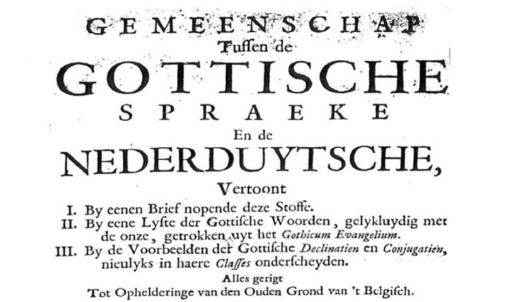Voorblad van het boek Gemeenschap tussen de Gottische spraeke en de Nederduytsche.