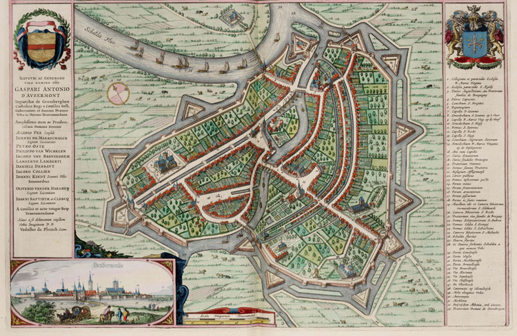 Kaart van Dendermonde uit 1788. Bron: Atlas van Loon