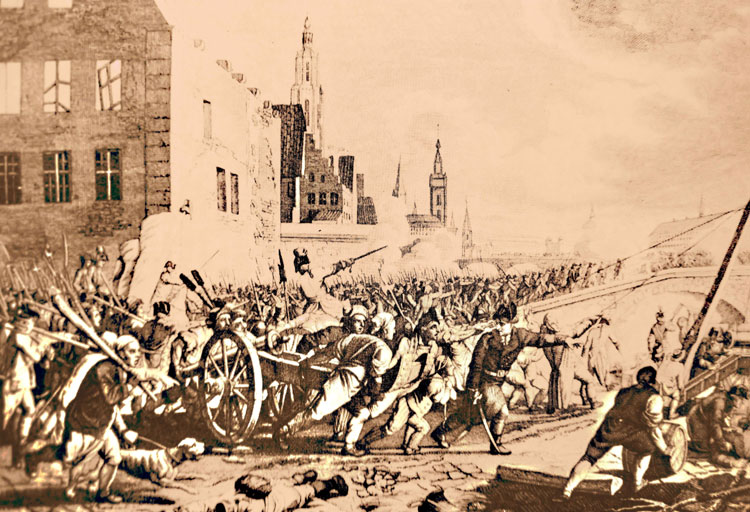 Veldslag in de straten van Gent, november 1789. © Paul-Jacob Laminit (1773-1831)