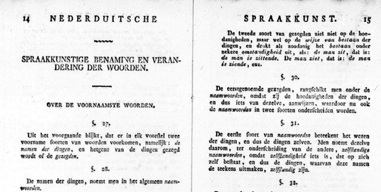 Bladzijde 14 uit Nederduitsche spraakkunst voor eerstbeginnenden.
