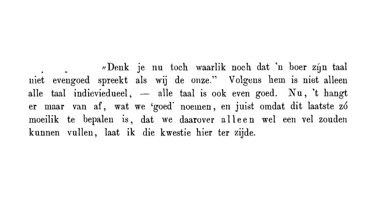 Een fragment uit een tekst van Roeland Kollewijn in Taal en Letteren #5, 1895.
