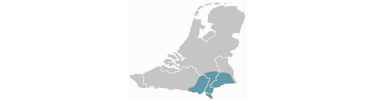 Het gebied waar Limburgse dialecten gesproken worden. © Wikimedia Commons