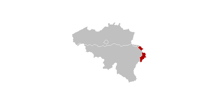 In het uiterste oosten ligt het Duitse taalgebied. © Wikimedia Commons