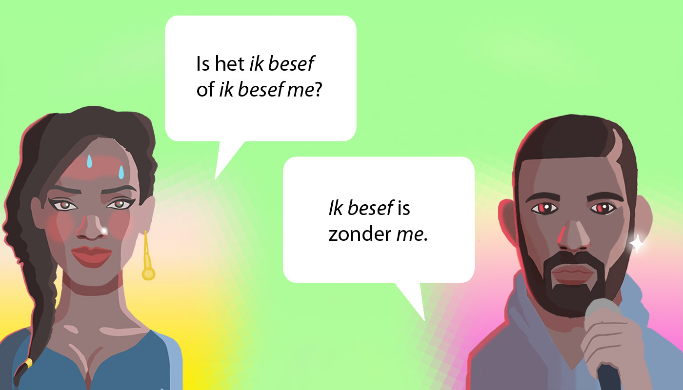 Een werkwoord met bijvoorbeeld <em>me</em> of <em>zich</em> noem je een wederkerend werkwoord.