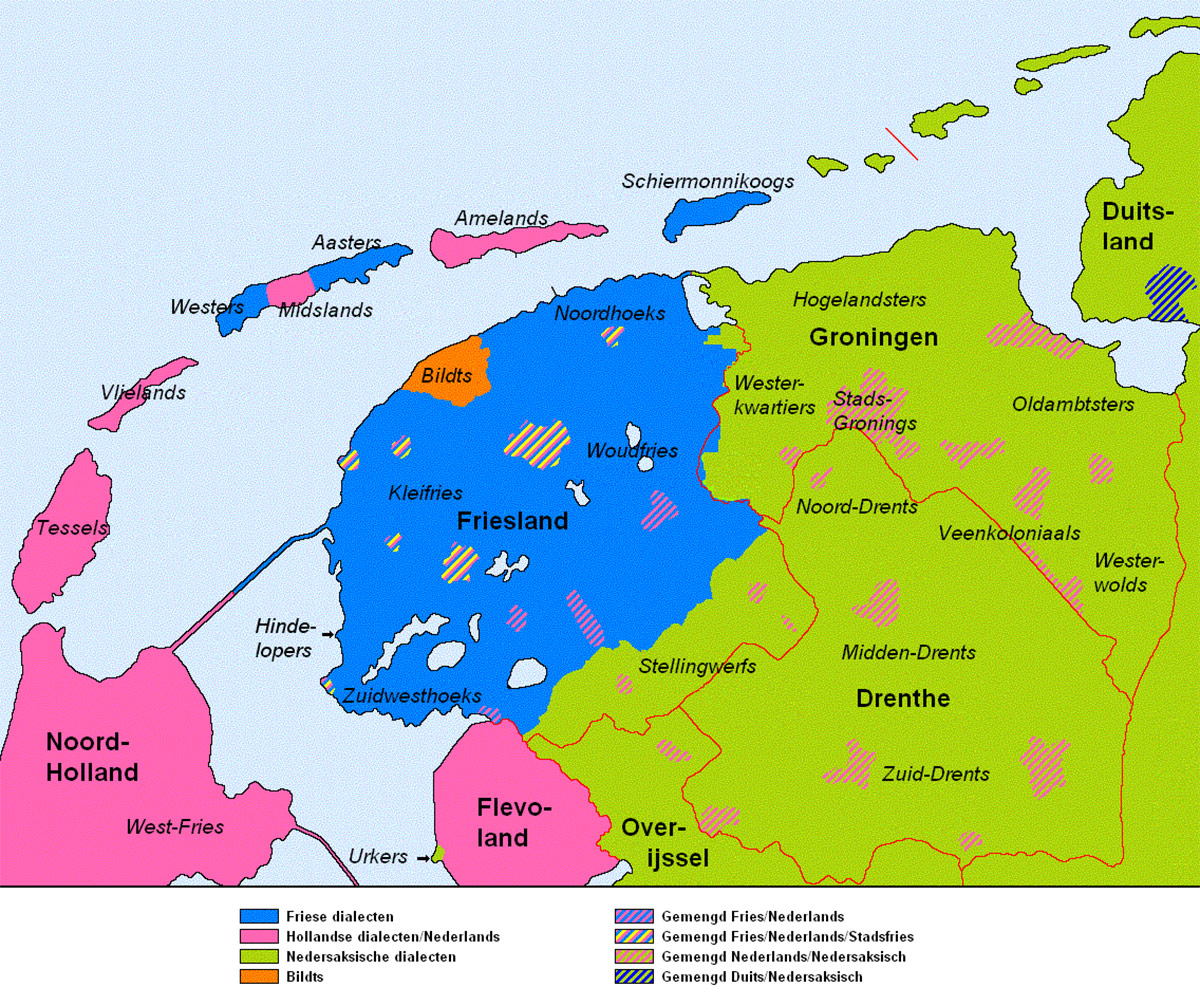 In het groene deel komt het Nedersaksich als streektaal voor.