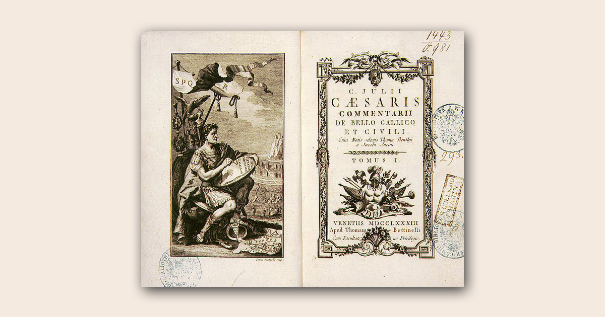 (Commentarii de) <em>Bello Gallico </em> - (Commentaren over) <em>De Gallische Oorlog </em> van Julius Caesar.