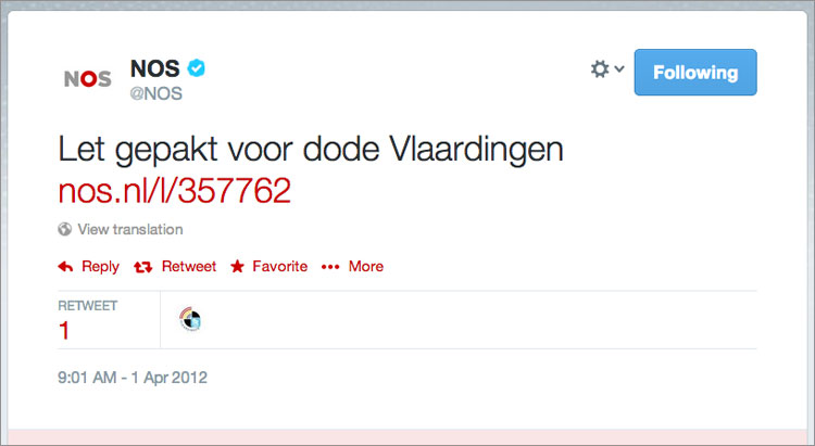 De tweet met de ingewikkelde kop erin.