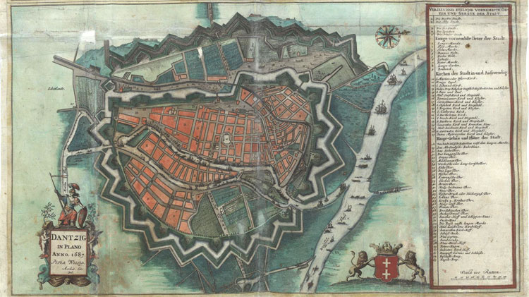 Dantzig (nu Gdańsk) in 1687. © Peter Willer