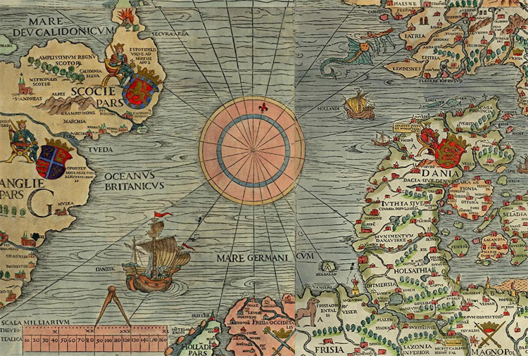 In de middeleeuwen handelden de Vlamingen, de Nederlanders en de Schotten al met elkaar. © Olaus Magnus (1490-1557)