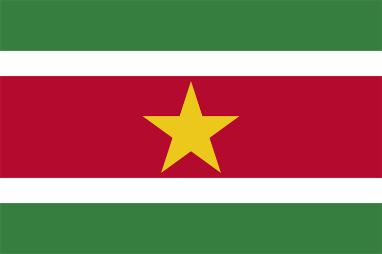 De vlag van Suriname.
