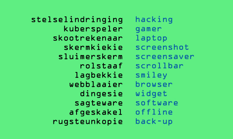 Computertaal in het Afrikaans.