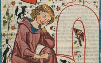 Hendrik van Veldeke, afgebeeld in de 14de-eeuwse Codex Manesse. © Meister des Codex Manesse