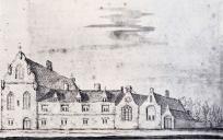 De Latijnse School van Gouda in de 16e eeuw. © Jacobus Stellingwerff (1667–1727)