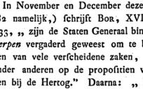 Een fragment uit notulen van de Staten-Generaal uit 1582.