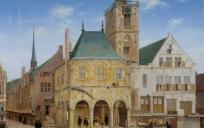 Het oude Raadhuis in Amsterdam (in het Hollands Gewest) dat in 1651 afbrandde. © Pieter Jansz. Saenredam (1597–1665)