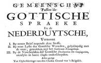 Voorblad van het boek Gemeenschap tussen de Gottische spraeke en de Nederduytsche.