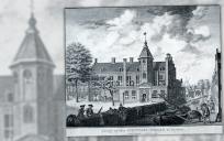 De oprichtingsvergadering van de Maatschappij der Nederlandse Letterkunde werd gehouden in de Schuttersdoelen in Leiden. © Abr. Delfos