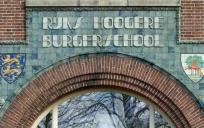 Voorgevel van de hbs in Drachten, Friesland. © Kris Roderburg/Rijksdienst voor het Cultureel Erfgoed