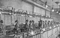 Een telefooncentrale in 1893. © Wikimedia Commons