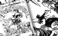 Negentiende eeuwse Franse karikatuur van de 'pornografie-epidemie'.