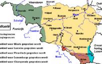 Streektalenkaart van Wallonië. © Wikimedia Commons