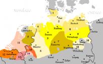 In het gebied van nummer 5 wordt Nedersaksisch dialect gesproken. © Wikimedia Commons