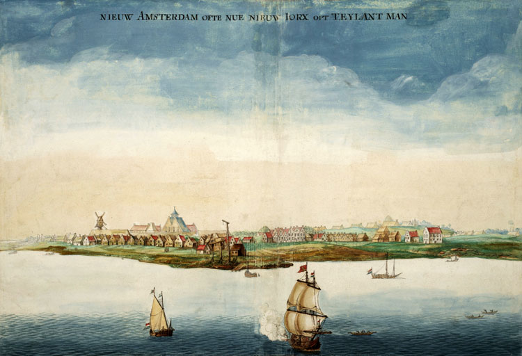 Nieuw Amsterdam (nu New York) in 1664. © Johannes Vingboons (1616–1670)